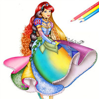 余眠清樾卧看磨砂月 创意彩铅插画作品头像图片