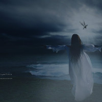 黑白恐怖QQ头像 幽蓝的火花飘荡头像图片