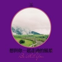 紫色背景与圆形风景头像图片