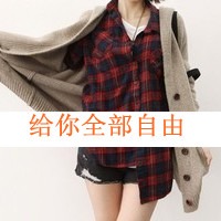 格子衫女+文字头像图片