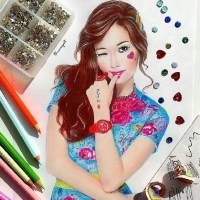 3D效果的彩绘美女头像图片