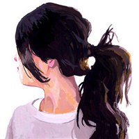 扎起头发的背影头像图片