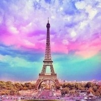巴黎铁塔的彩色意境头像图片