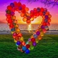 七彩心形气球头像图片