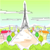 手绘巴黎埃菲尔铁塔头像图片