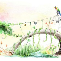 手绘浪漫都市线头像图片