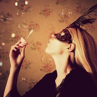 带羽毛的面具头像图片