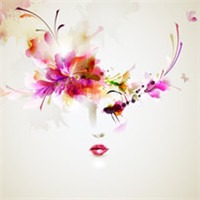 水墨花纹美女头像图片