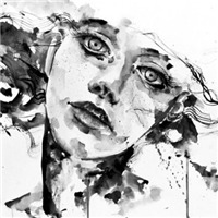 水彩女人头像图片