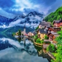 童话仙境般的山水小镇头像图片