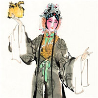古典唯美中国风水墨戏曲头像图片