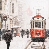 伊斯坦布尔的街头雪景头像图片