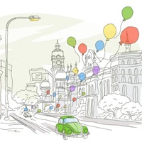 城市风景笔绘头像图片