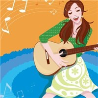 卡通版吉他姑娘头像图片