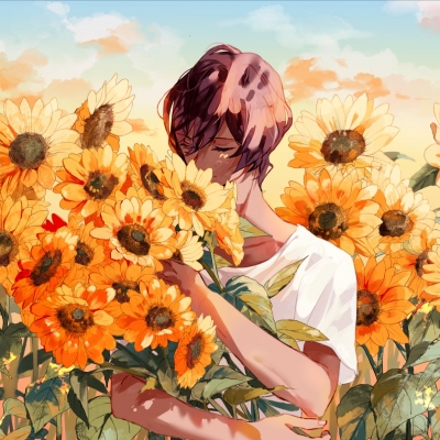 向日葵男生版我希望躺在向日葵上，即使沮丧，也能朝着阳光。(图2)