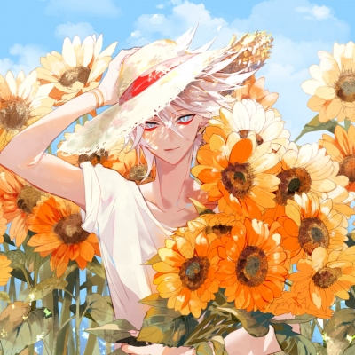 向日葵男生版我希望躺在向日葵上，即使沮丧，也能朝着阳光。(图1)