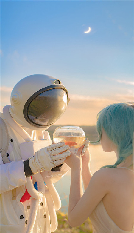 宇航员的浪漫婚纱情侣壁纸 喜欢大海日落以及一些爱而不得的东西(图7)