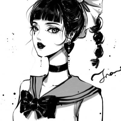 黑白手绘漫头(图7)