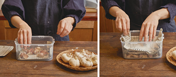 整颗大蒜的冷藏保存法。(联经提供)