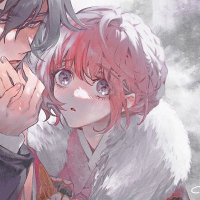 一对两张唯美手绘动漫情头集｜聊寄一枝春(图2)